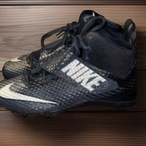 Nike Black Cleats with White Swoosh and Logo